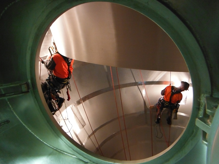 Inspection of the conical section of a powder dryer