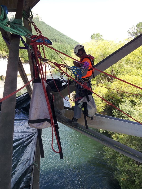 Steel structural inspection and maintenance – in this case torque setting and then corrosion control on bolts