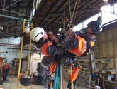Mid rope to rope transfer rescue in action